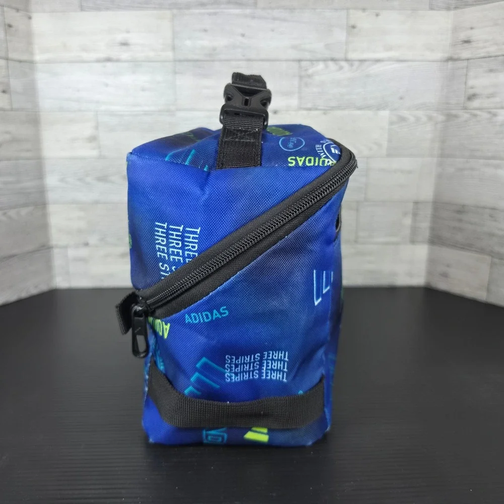 Adidas Insulated Lunch Bag Blue All Over Print Three Stripes Logo School Travel